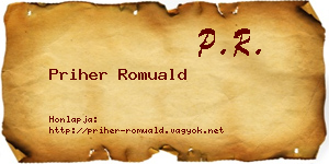 Priher Romuald névjegykártya